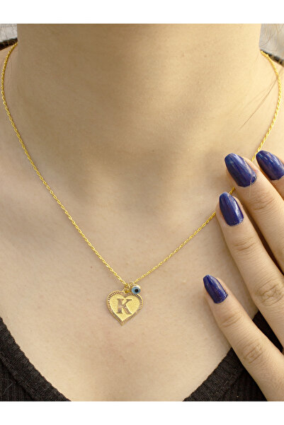 Zeynepli gold & jewelry 14 Ayar Altın Kalpli K Harfi Kolye