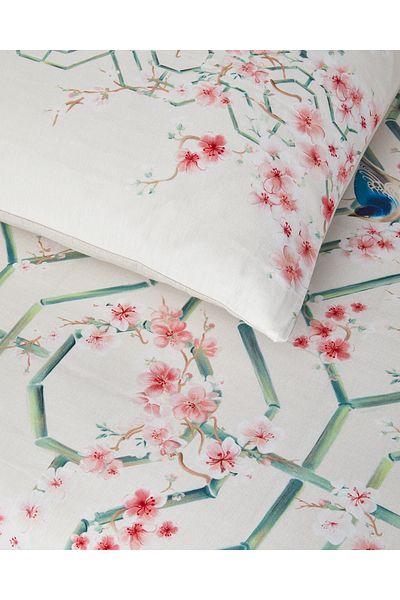 English Home Sakura Fence Double Duvet Cover Set - Cream