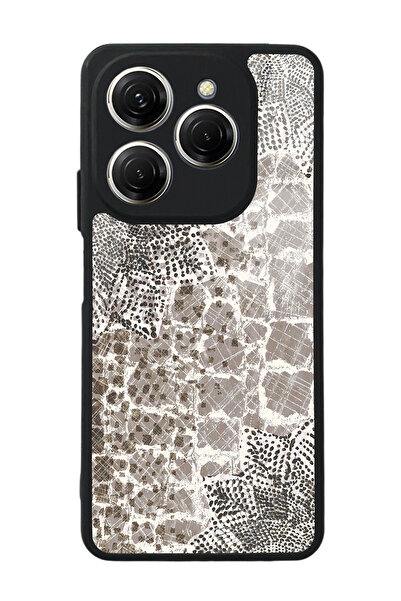 Spoyi Tecno Spark 20 Pro Taşlı Yaprak Tasarımlı Glossy Telefon Kılıfı