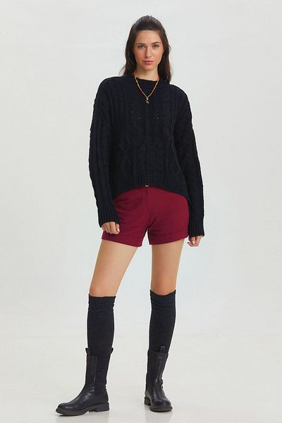 Clandestino Pulover de tricotaj negru - model tricotat, culoare solidă