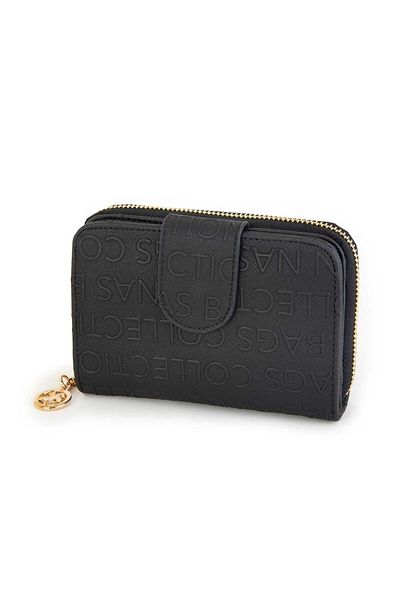 Nas Bag Women's Horizontal Wallet Black Embossed