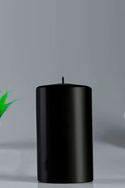 Paşa Cam Silindir Mum Kütük Mum Siyah Sandal Ağacı 10 cm Genişlik 15 Cm Yükse...