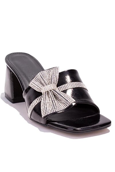 DAGOSTER DZA07-1221101BB Black Patent Leather Evening Dress Heeled Women's Slippers