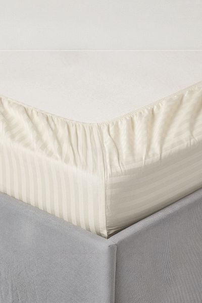 Alla Turca Ecru Color 100X200 Cotton Satin Elastic Sheet Set