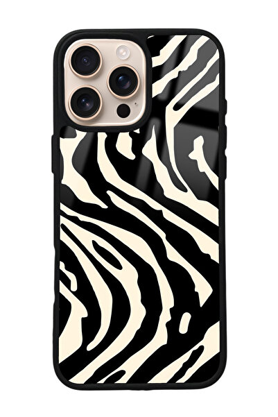 Spoyi iPhone 16 Pro Max Zebra Tasarımlı Glossy Telefon Kılıfı