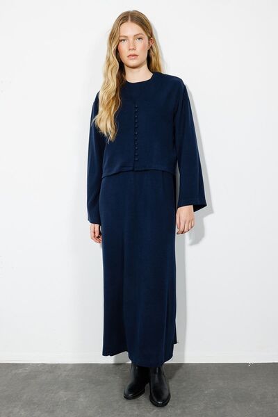 Hooopstore Hırkalı Lacivert Triko Elbise