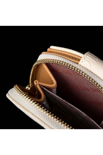 Nas Bag Women's Multifunctional Wallet Cream Camel Embossed