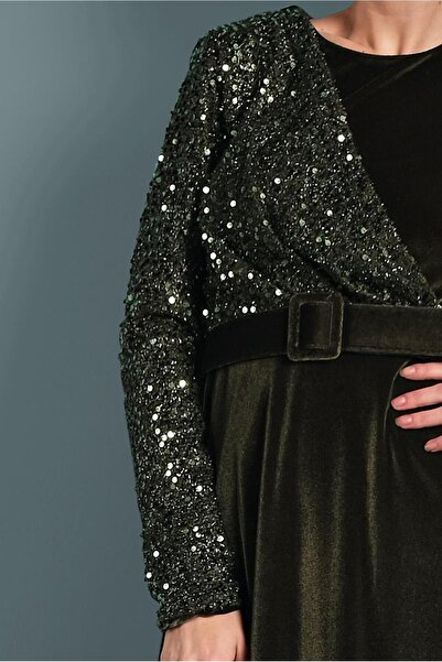 Alvina PULLU KADİFE ELBİSE 40299