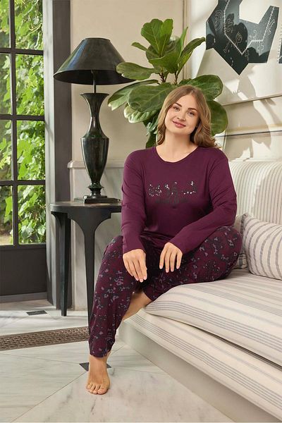 Aydoğan Women's Plus Size Pajamas Set - Pearl Wild Cherry 0659
