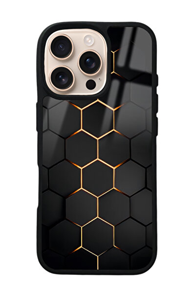 Spoyi iPhone 16 Pro Yellow Carbon Tasarımlı Glossy Telefon Kılıfı