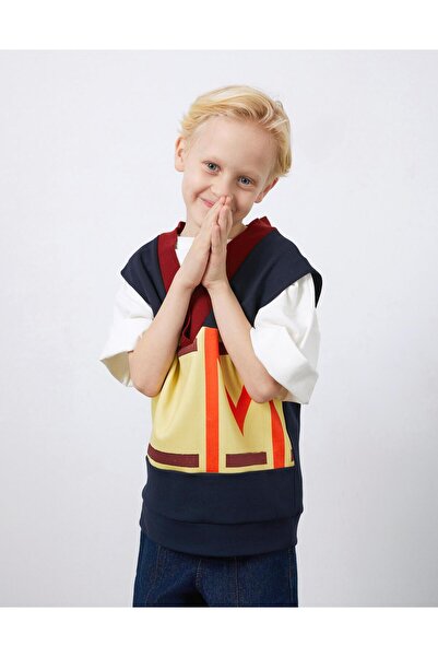 Manimani Detaylı Baskılı Lacivert Erkek Çocuk Süveter