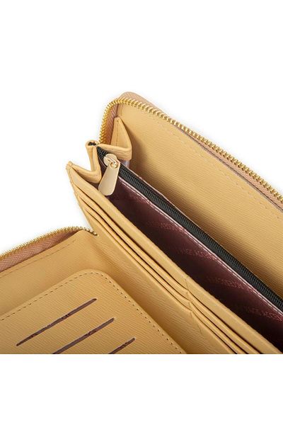 Nas Bag Women's Single Zipper Large Size Wallet Yellow Embossed