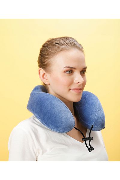 Viscofoam Comfy Orthopedic Travel Pillow Visco Neck Support Travel Pillow Blue |   Size L - Ergo Travel