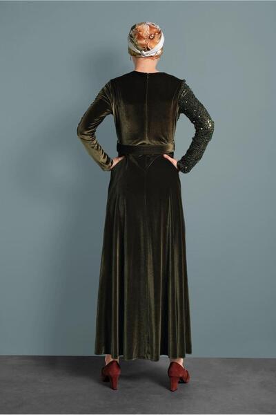 Alvina PULLU KADİFE ELBİSE 40299