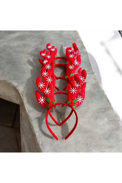 alsaccessories Christmas Ornament Crown Deer Horn Figured Snowflakes 5 Pack Red Hair Crown 17X21 Cm.