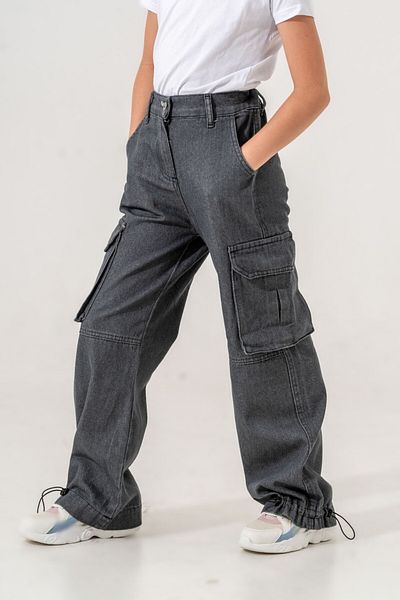 GİYİCEM Girl's Coat Shirted Cargo Pocket Jeans Pants