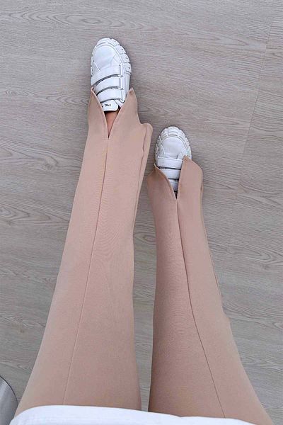 Ka Hijab Slit Detail Hijab Trousers - Camel