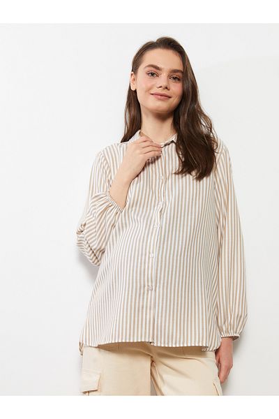LC Waikiki Gestreiftes Umstandsshirt mit langen Ärmeln