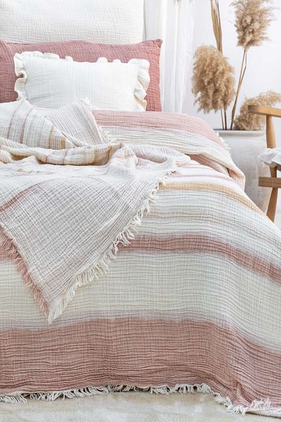 Meet MyNatural 100% Cotton Double Size Bedspread Set with Double Sided Pillowcases