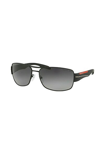 Prada PS 53NS DG05W1 65 Linea Rossa Polarize Erkek Dikdörtgen Siyah Metal Gün...