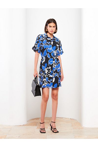 LC Waikiki Floral κοντομάνικο γυναικείο πουκάμισο φόρεμα