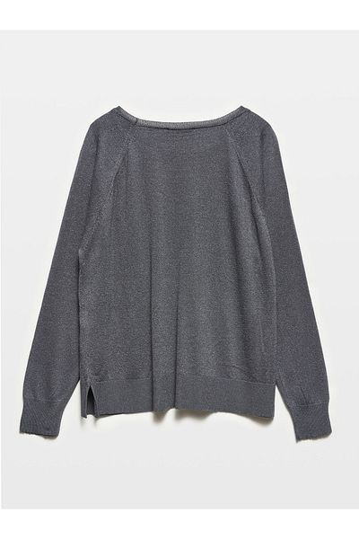 Dilvin Smoke Colored Basic Crew Neck Thin Knitwear Sweater