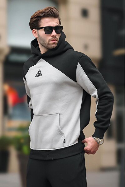 Madmext Μαύρη κουκούλα με λεπτομέρεια κεντημένη φούτερ E7085