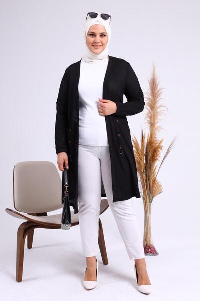 Ferace Women's Large Size Honeycomb Cardigan with Metal Buckle