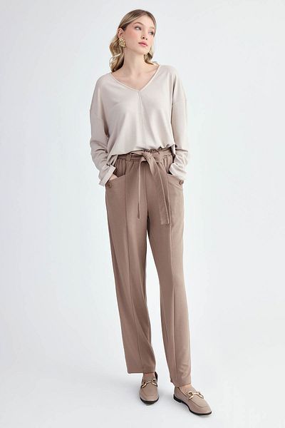Vitrin Belted Waist Modal Fabric Loose Trousers