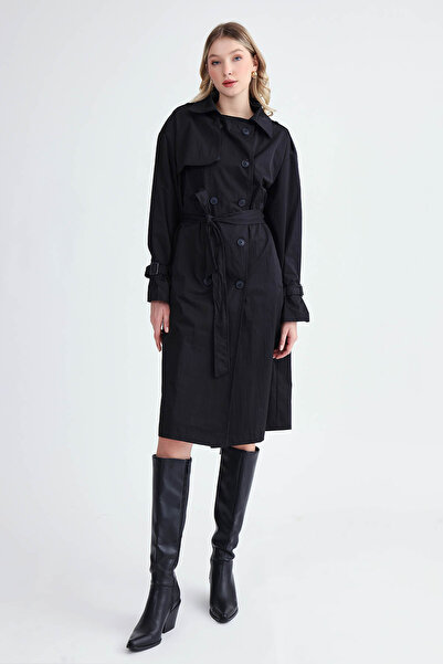 Vitrin Kemerli Uzun Trençkot