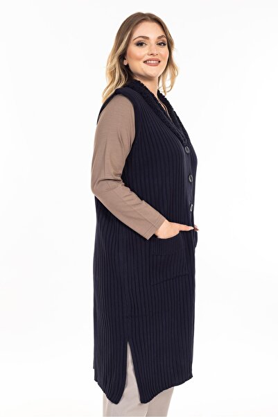 Mutlu City Women's Middle-Aged and Above Pocket Knitwear Knitted Mother Long Vest 2458