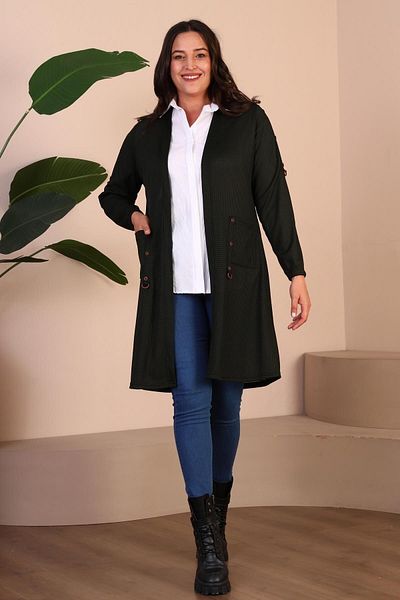 Plus size khaki cardigan deals