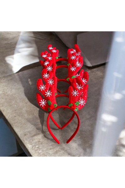 alsaccessories Christmas Ornament Crown Deer Horn Figured Snowflakes 5 Pack Red Hair Crown 17X21 Cm.