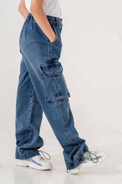 GİYİCEM Girl's Coat Shirted Cargo Pocket Jeans Pants