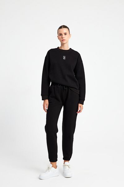 Ecrou Women's Black Jogger Knitted Pants