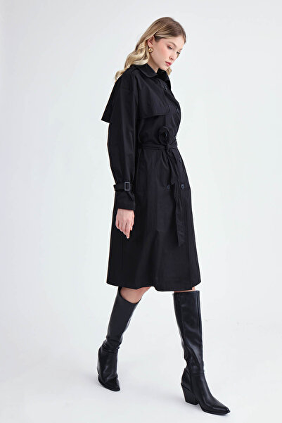 Vitrin Kemerli Uzun Trençkot