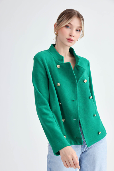 Vitrin Gold Buttoned Knitwear Jacket