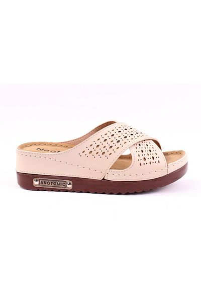 DAGOSTER Dza37-3025 Μπεζ καθημερινές ορθοπεδικές γυναικείες παντόφλες