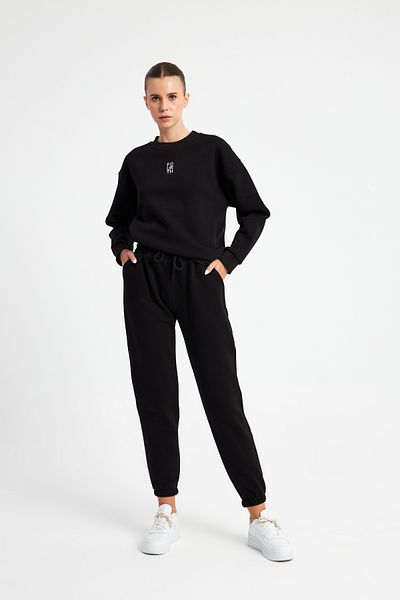 Ecrou Women's Black Jogger Knitted Pants