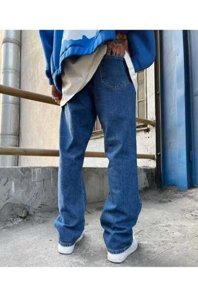 ECK MODA Ανδρικό παντελόνι μπλε άνετο φαρδύ μοντέλο