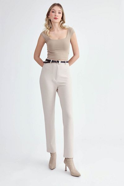 Vitrin High Waist Belted Modal Trousers