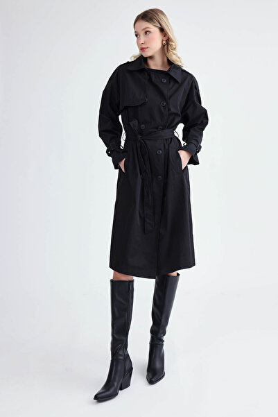 Vitrin Kemerli Uzun Trençkot