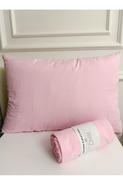 Atelier Home Double King Size Pink Ranforce Elastic Sheet, Pillow Case