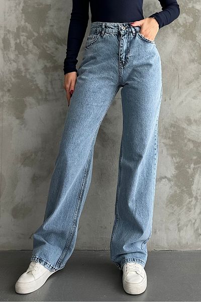 macharel jeans Дамски дънкови панталони Palazzo с висока талия