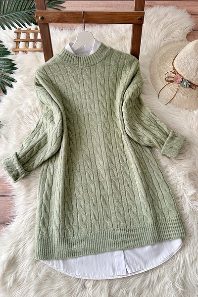 MODAQU Leyla Pistachio Green Soft Knitwear Sweater