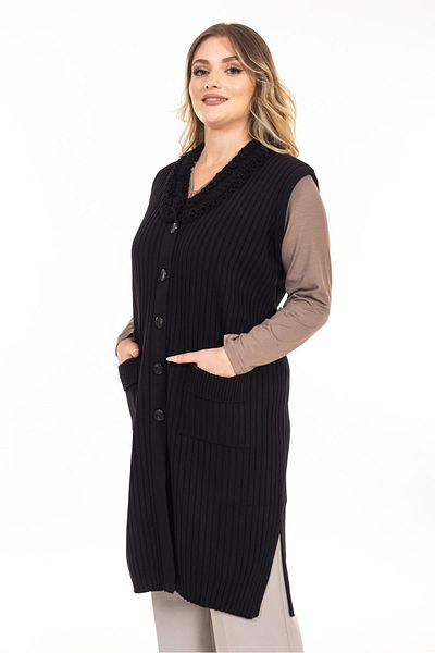 Mutlu City Women's Middle-Aged and Above Pocket Knitwear Knitted Mother Long Vest 2458