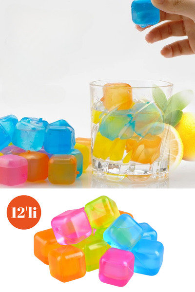 pazaristanbul Renkli Silikon Tükenmeyen Buz Küpleri 12 Li