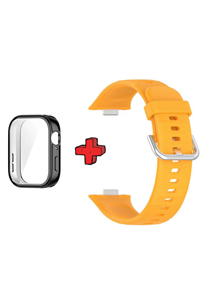 Huawei حافظة وواقي شاشة وحبل سيليكون جل 2 في 1 متوافق مع Watch Fit 3