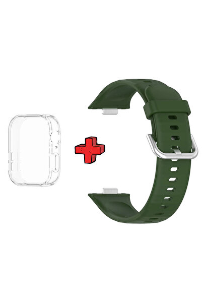 Huawei حافظة وواقي شاشة وحبل سيليكون جل 2 في 1 متوافق مع Watch Fit 3