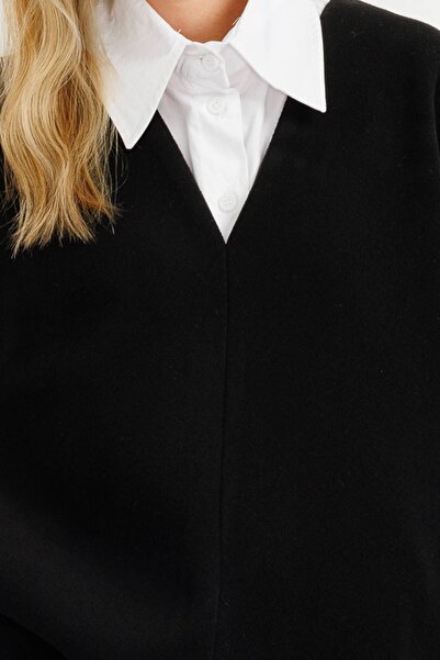 Hooopstore V-Neck Stamped Black Sweater